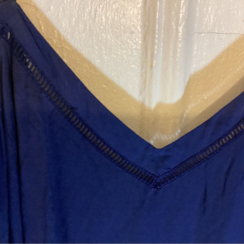 - Old Navy large Blue Tropical Maxi dress Back total stretch - Picture 6 of 9
